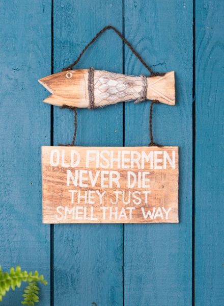 Old Fisherman wooden Sign, 34 x 24 cm