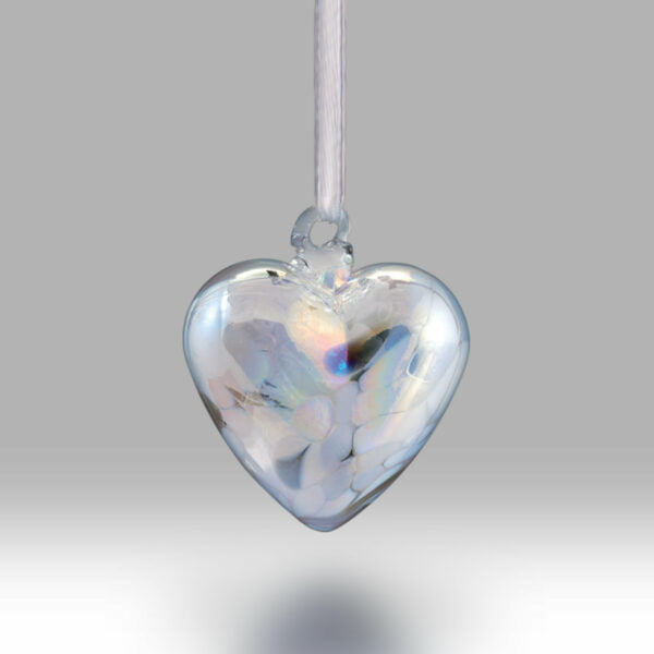Grey/White Special Friendship, Coloured Glass Heart -  7 cm