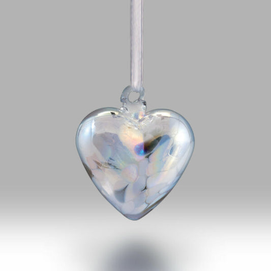 Grey/White Special Friendship, Coloured Glass Heart -  7 cm