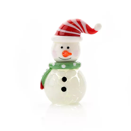 Objets d'Art Glass Christmas Snowman Figurine, Boxed