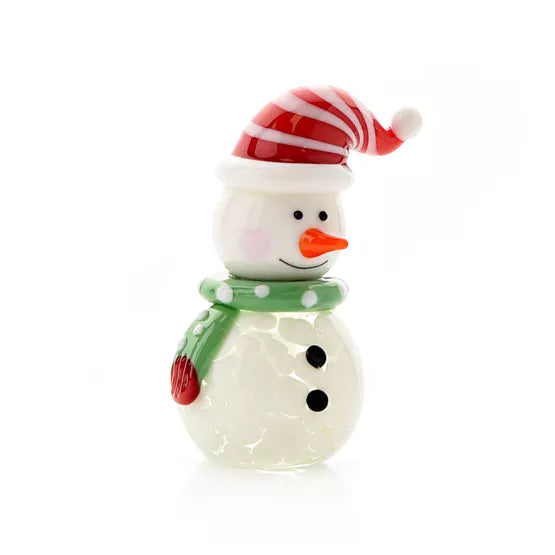 Objets d'Art Glass Christmas Snowman Figurine, Boxed