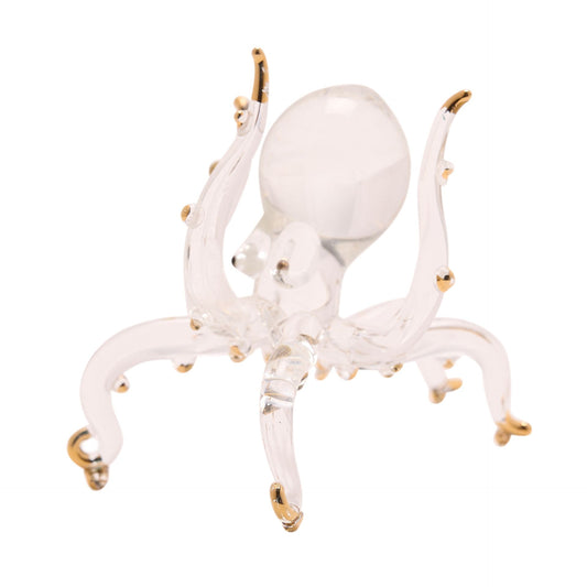 Objets D’Art Glass Clear and Gold Octopus