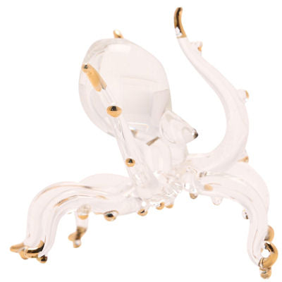 Objets D’Art Glass Clear and Gold Octopus