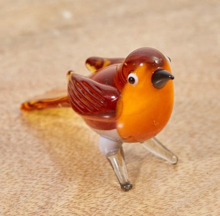 Glass Robin, Brown with Clear Legs