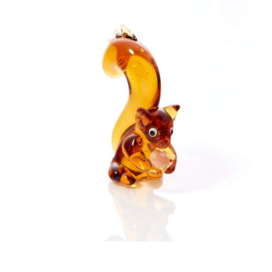 Glass Squirrel with Brown Acorn
