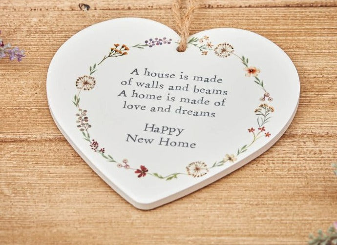 Sentiment Floral New Home Hanging Heart