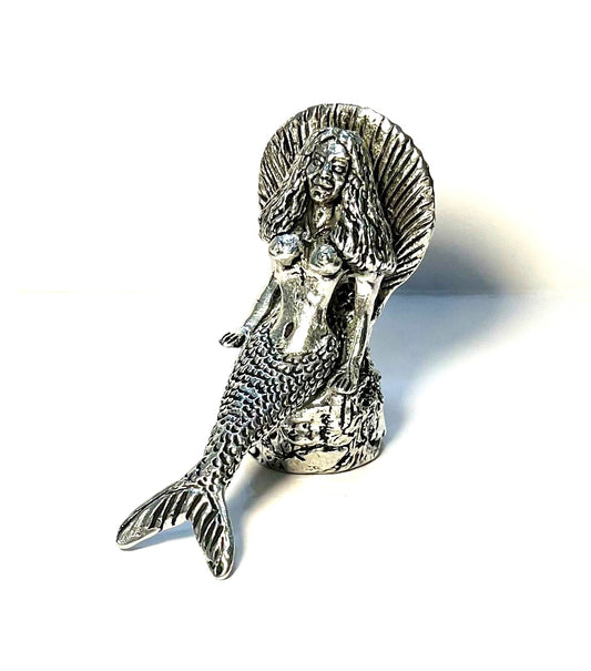 Cornish Pewter Mermaid on Shell Throne Figurine