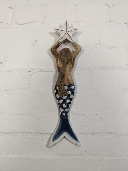 Glass Mermaid with Shell Tail, 40 x 7cm