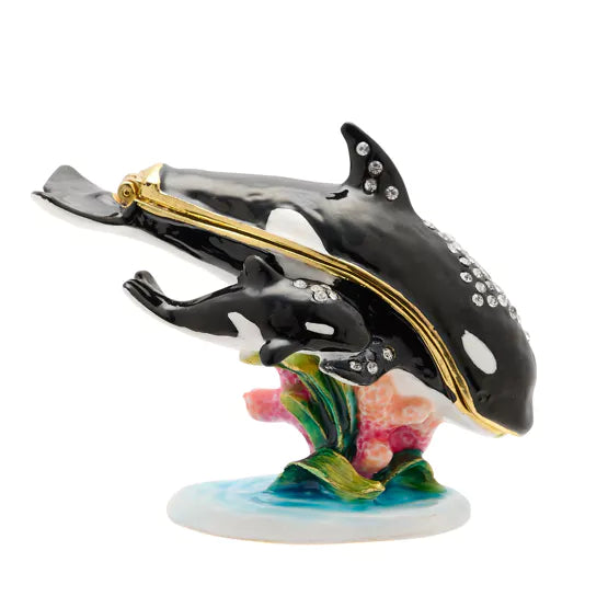 Mother and Baby Orca Whale Treasured Trinket Box