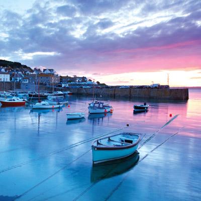 Mousehole Harbour Sunrise Greetings Card