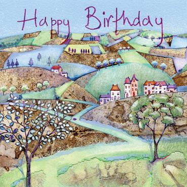 Patchwork Landscape Greetings Card
