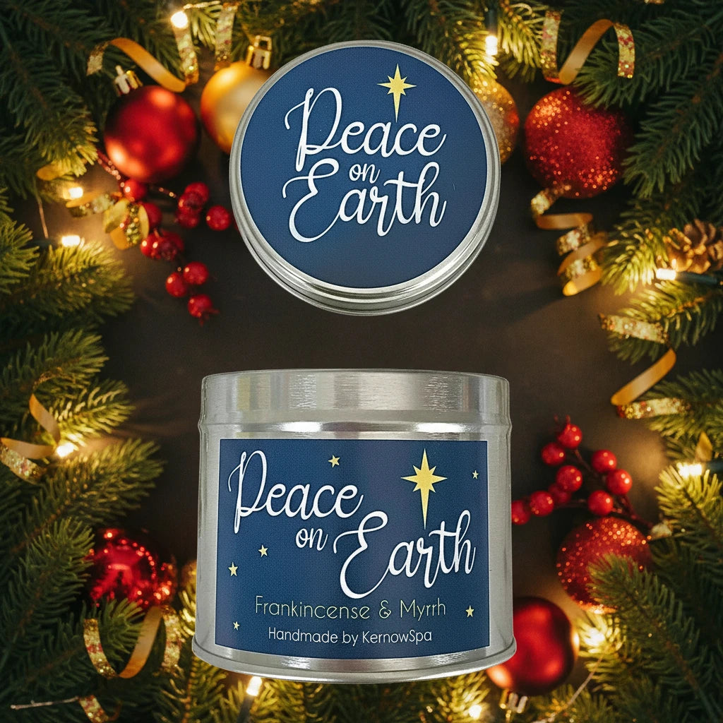 Peace on Earth, Frankincense and Myrrh, Scented Soy Wax Candle in Tin