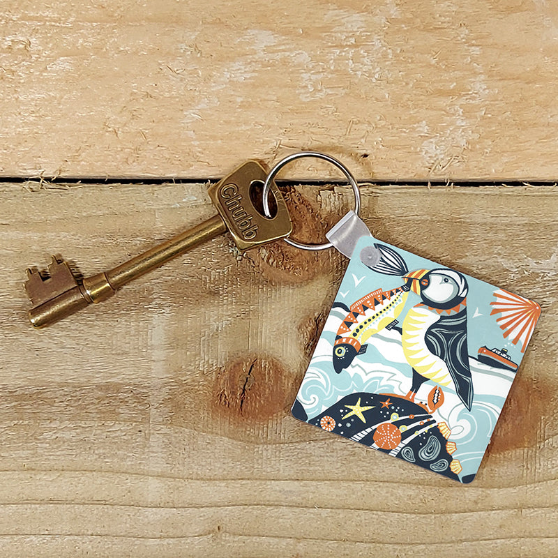 'Proud as A Puffin' Key Ring