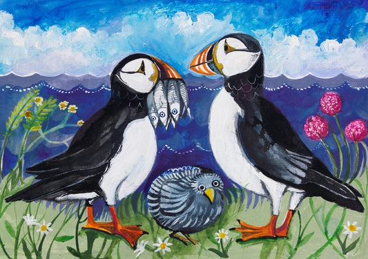 'Puffins' Greetings Card