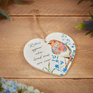 'Robins appear when loved ones are near' Robin Hanging Ceramic Heart