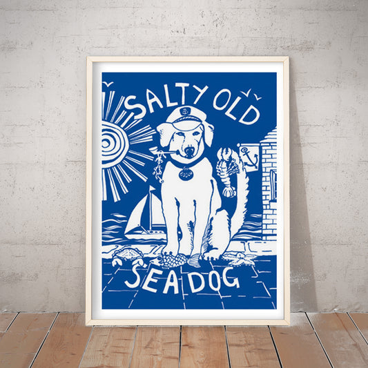 'Salty Sea Dog' A3 Framed Art Print