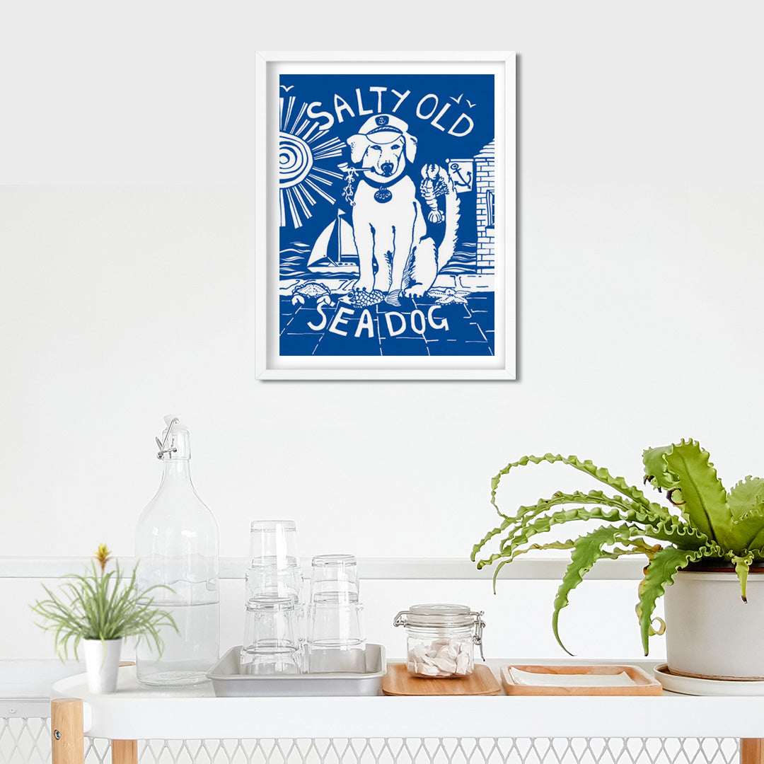 'Salty Sea Dog' A3 Framed Art Print