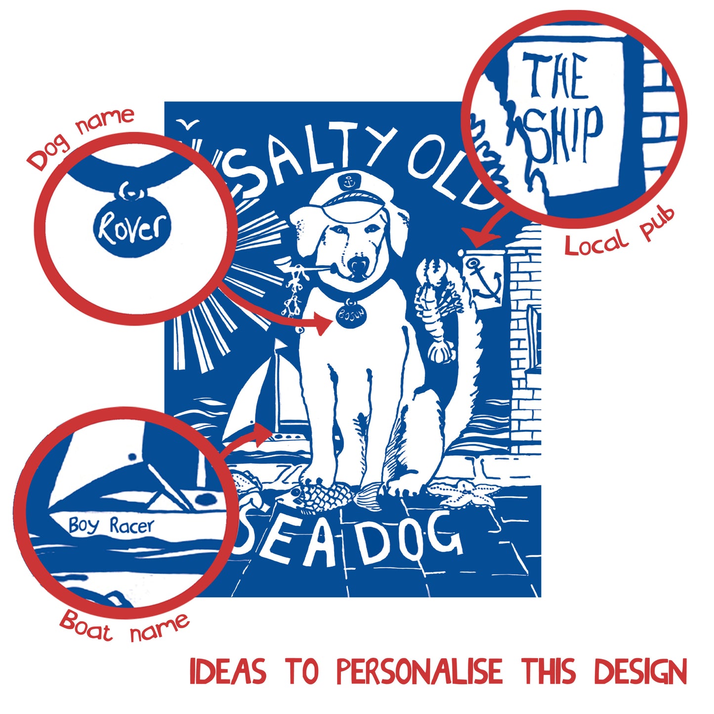 'Salty Sea Dog' A3 Framed Art Print