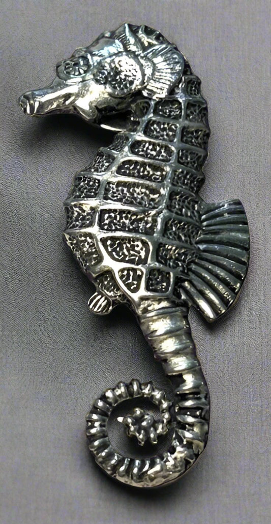 Cornish Pewter Seahorse Pin Badge