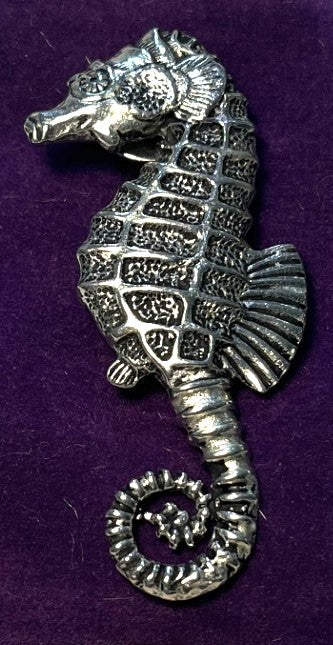 Cornish Pewter Seahorse Pin Badge