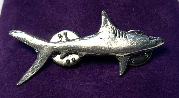 Cornish Pewter Shark Pin Badge