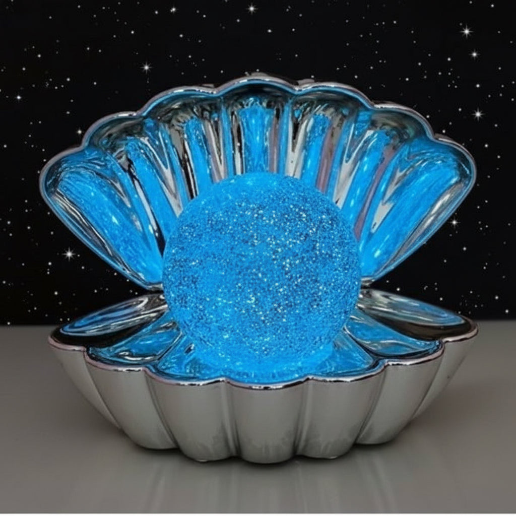 Colour Changing Mood Lamp Clam Shell - Metallic Silver