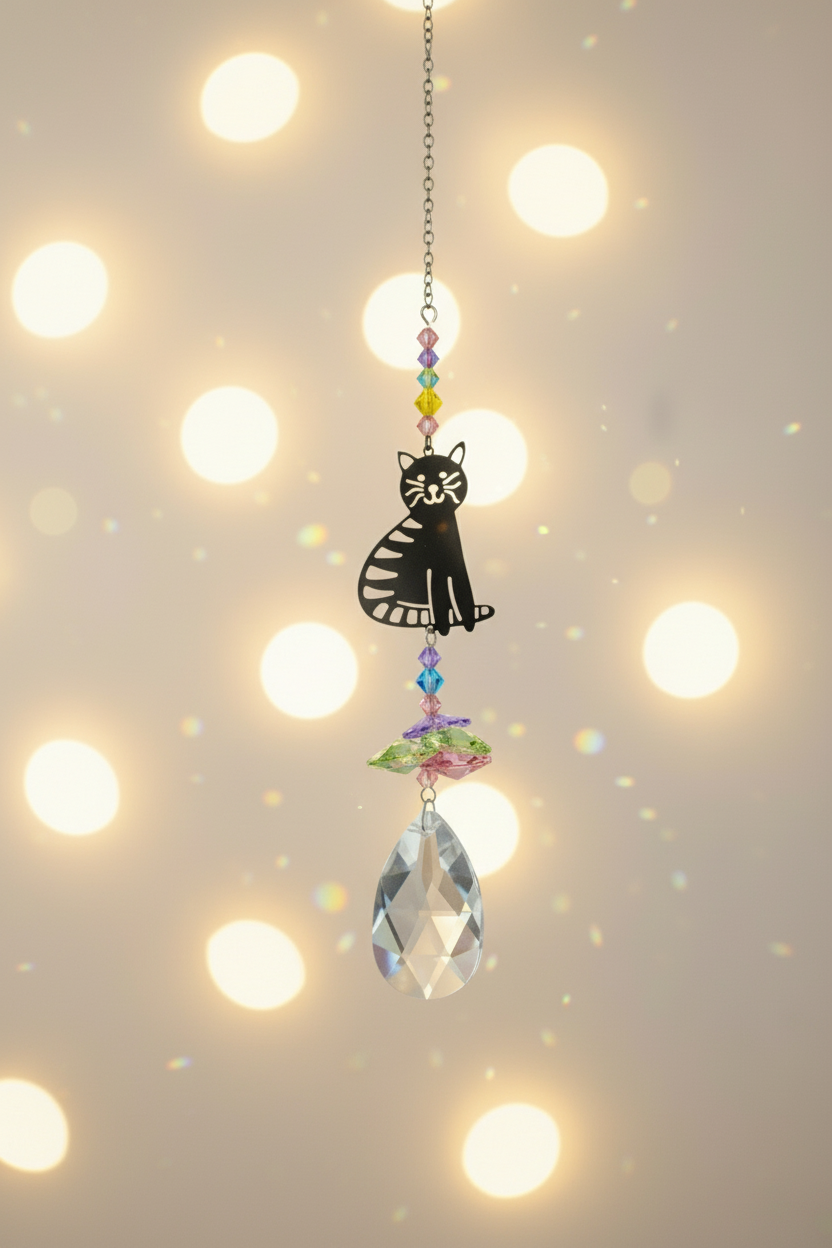 Crystal Fantasy Sitting Cat - Confetti