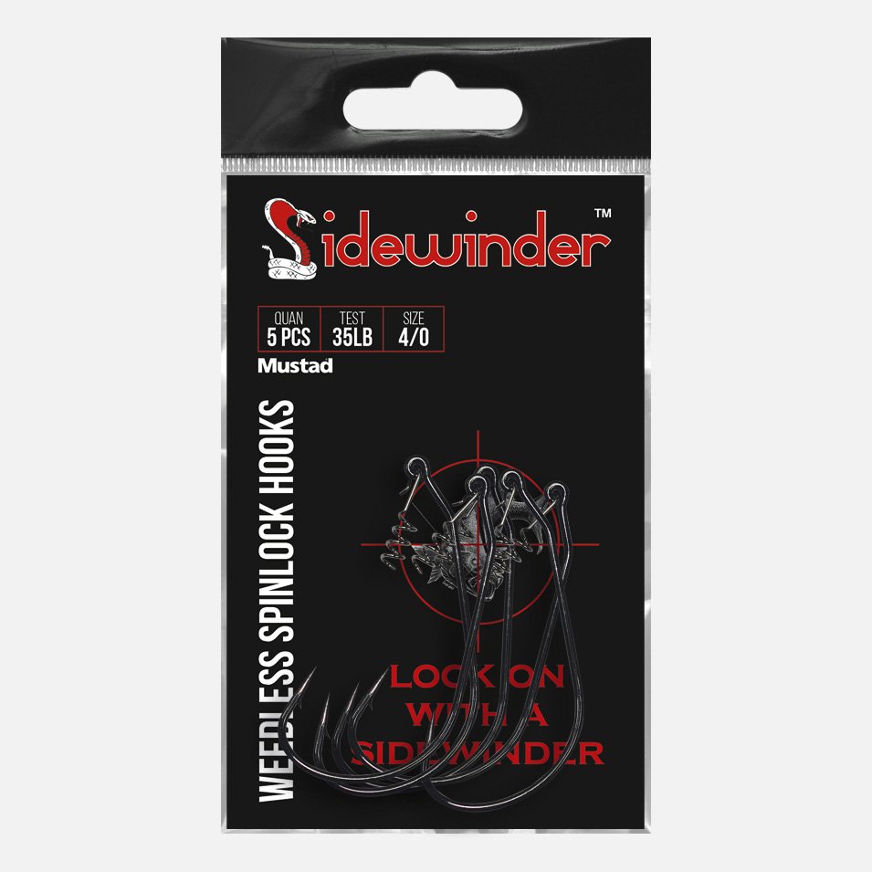 Sidewinder Weedless Spin Lock Hook, Size 7/0