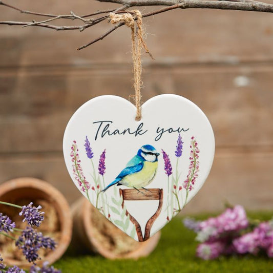 'Thank you' Blue Tit Hanging Heart