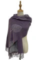 Tree Print Reversible Cotton Tassel Scarf, Lavender