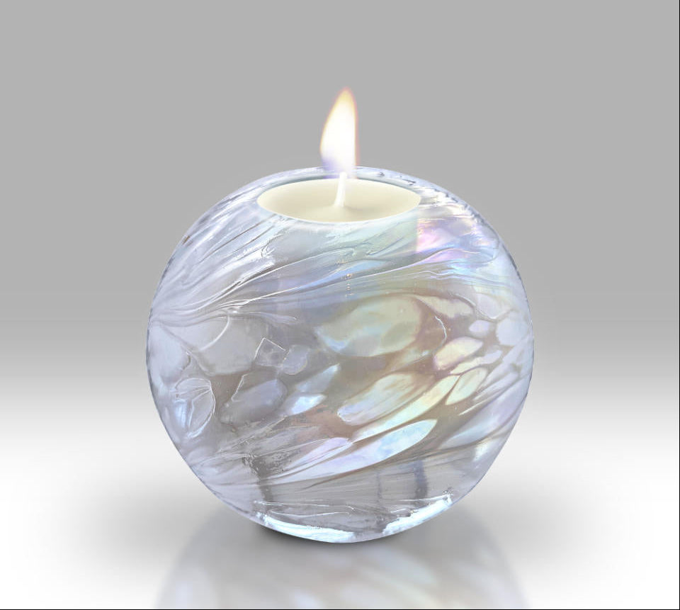 Friendship Glass Lustre Votive Tea Light Holder - Silver