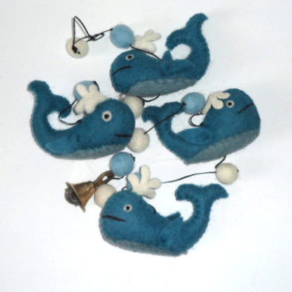 Handmade Felt Whale String - Blue
