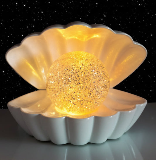 Colour Changing Mood Lamp Clam Shell - White Pearl