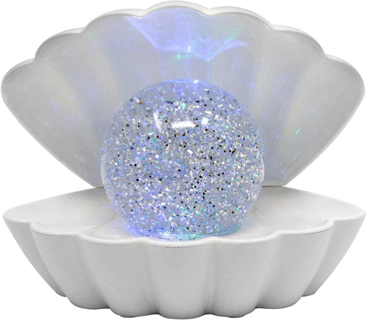 Colour Changing Mood Lamp Clam Shell - Metallic White