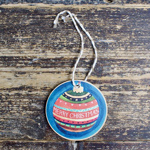 Wooden Hanging Merry Christmas Bauble Decoration
