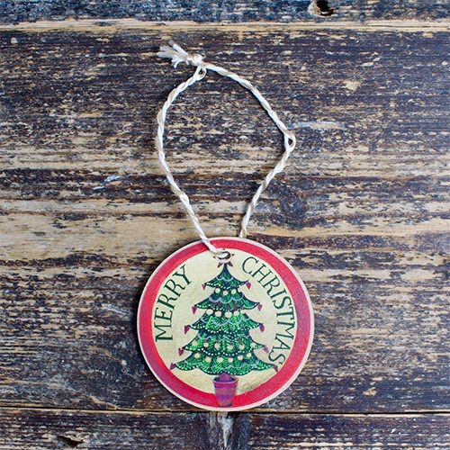 Wooden Hanging Merry Christmas Tree Decoration