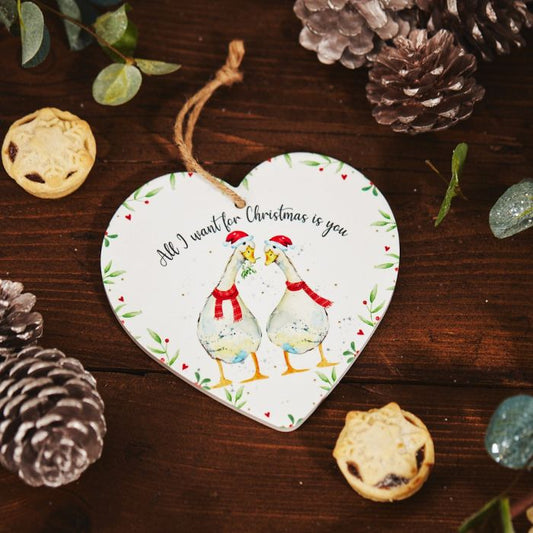 Ceramic Christmas Duck Hanging Plaque