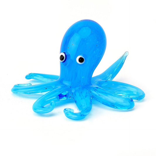 Hand Blown Blue Miniature Glass Octopus