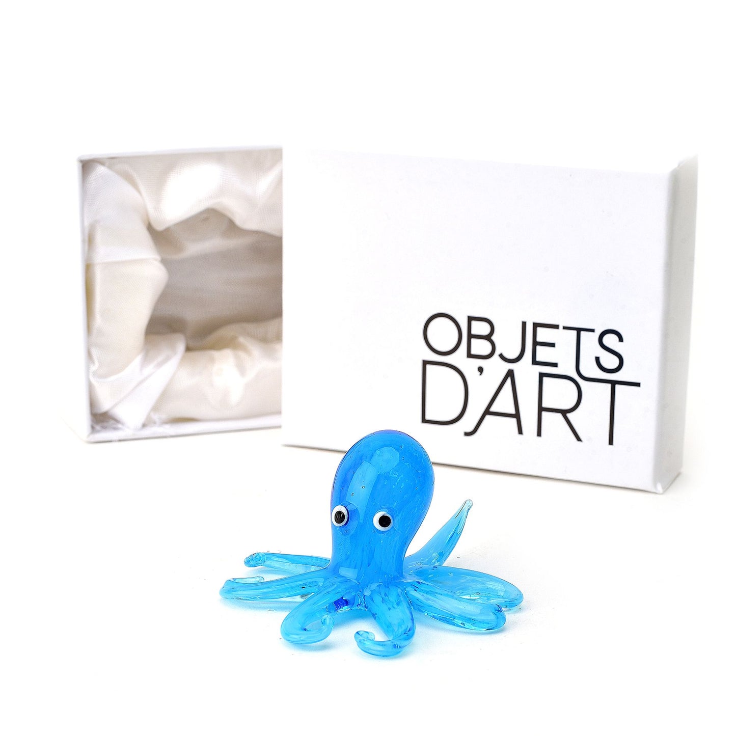 Hand Blown Blue Miniature Glass Octopus