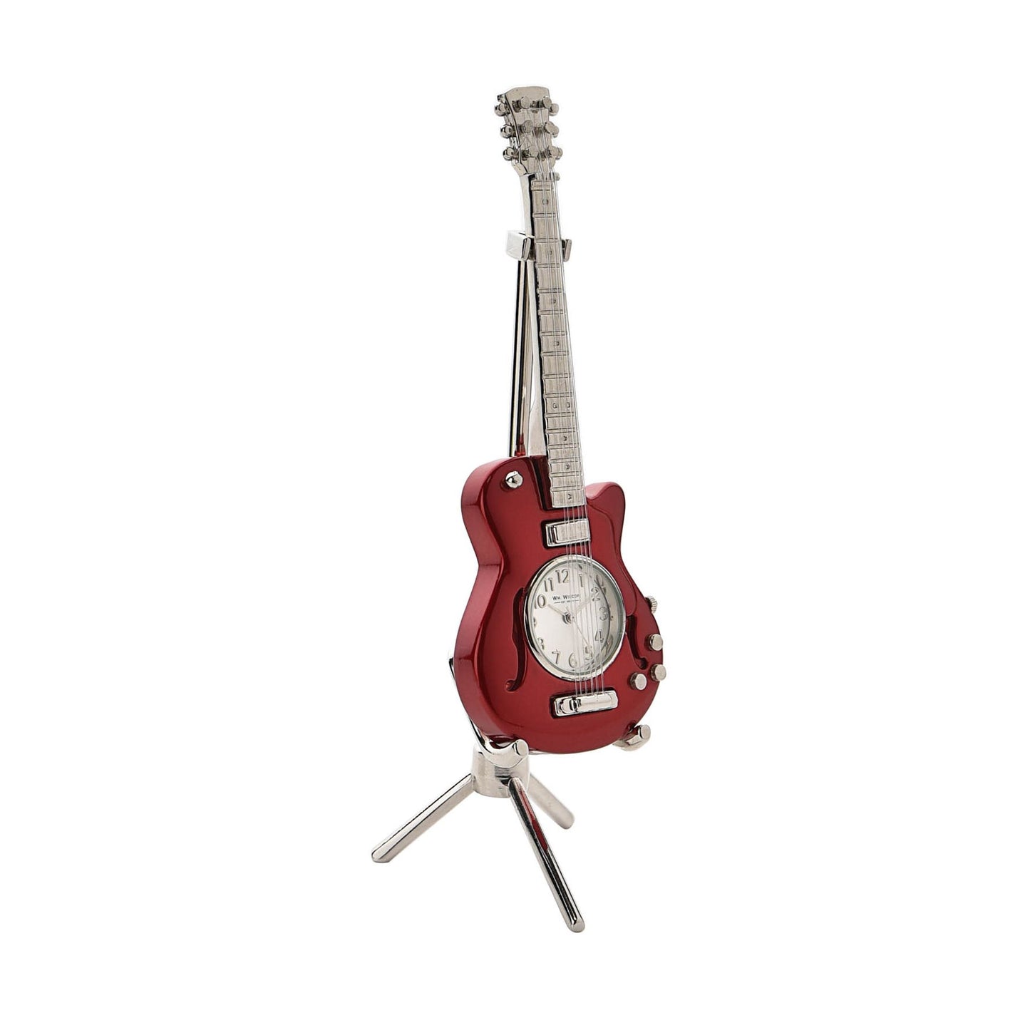 Miniature Red Guitar Clock