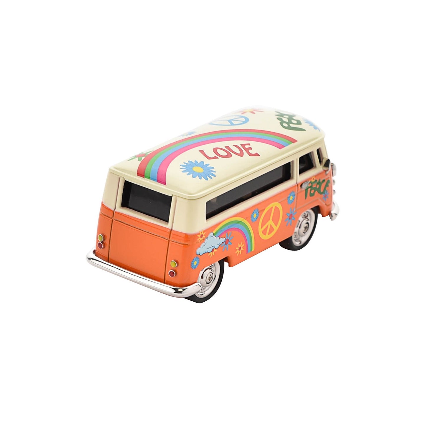 Miniature Orange Camper Van Clock