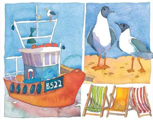 'Beside the Seaside Little Red Boat' Greetings Card