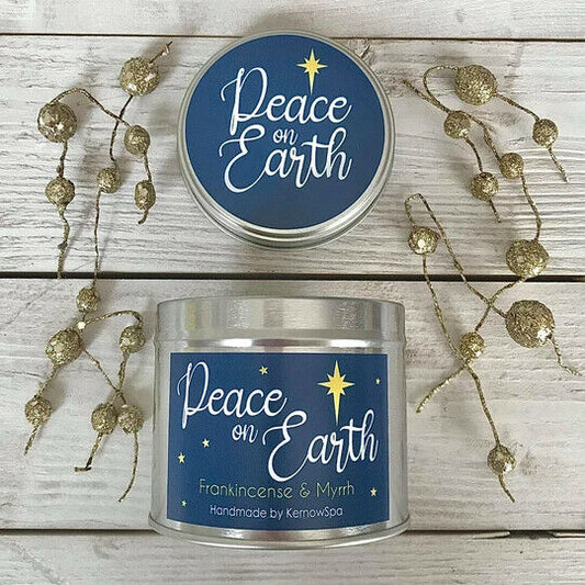 Peace on Earth, Frankincense & Myrrh, Scented Soy Wax Candle in Tin