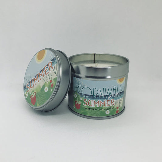Cornwall Summer, Strawberry & Parsley, Scented Soy Wax Candle in Tin