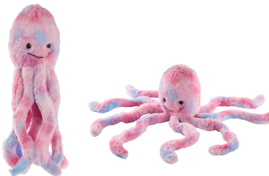 Plush Octopus, Pink/Blue, Large