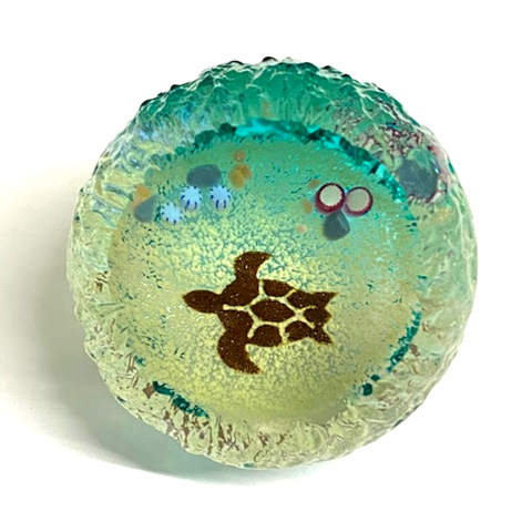 Ocean Seabed Turtle Paperweight, Caithness Glass