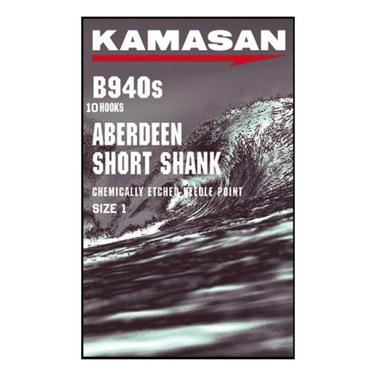 Kamasan B940S Aberdeen Short Shank Hooks, Size 1, 10 Hooks