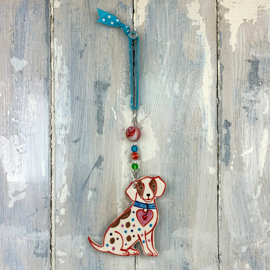 Colour Dog Ceramic Hanging Decoration