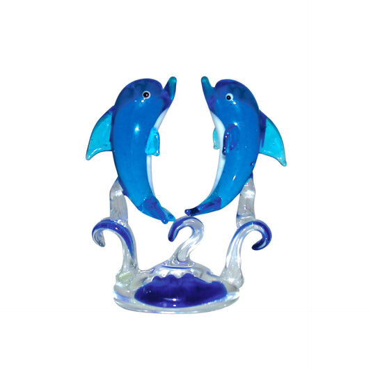 Glass Double Dolphin Figurine