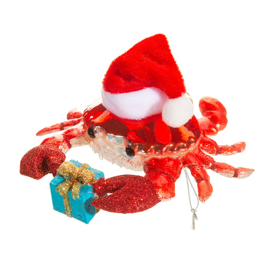 Sass & Belle Festive Crab with Pressie Christmas Decoration